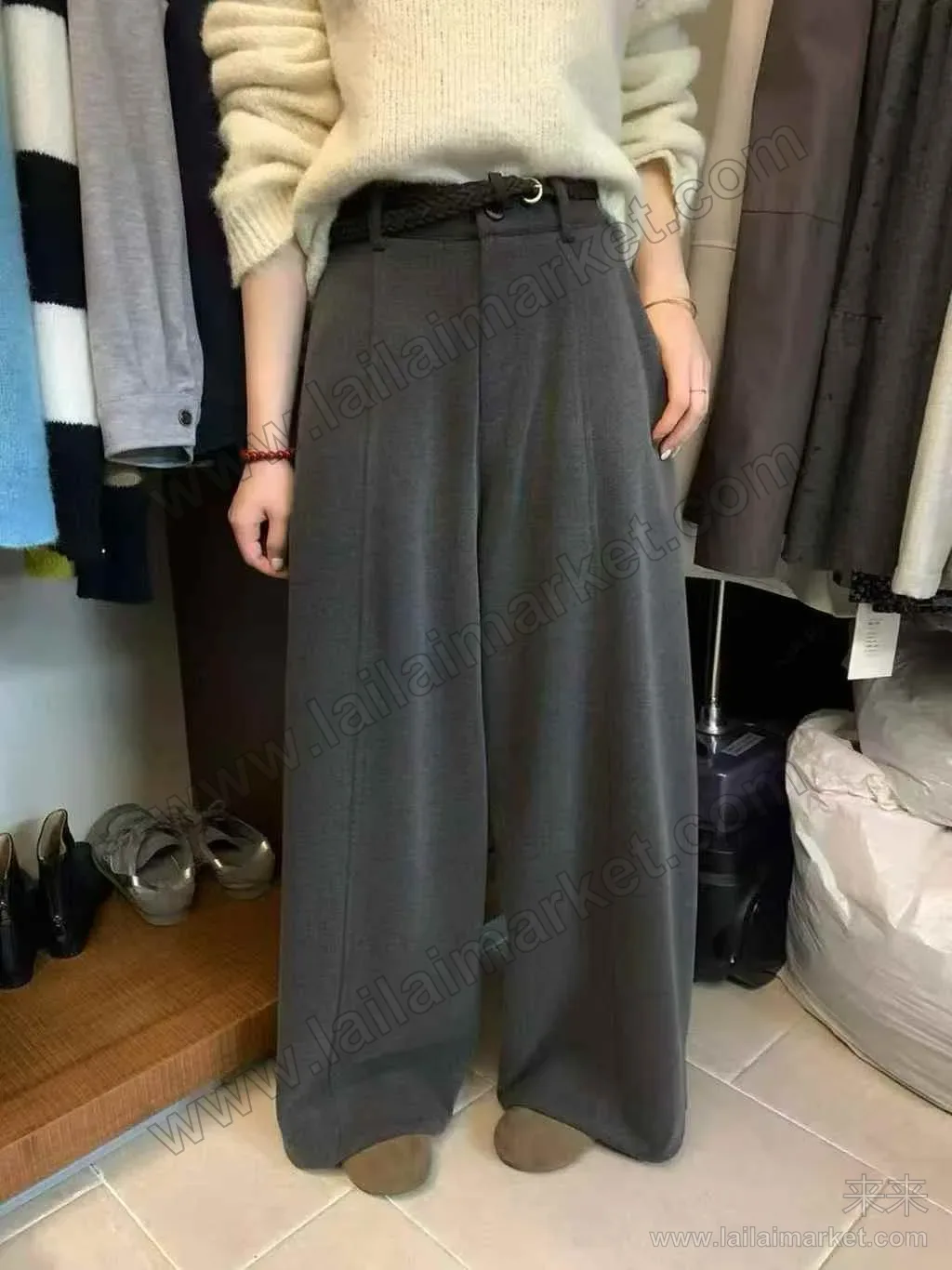 抗起球呢子料弯刀裤