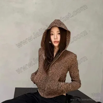连帽豹纹T