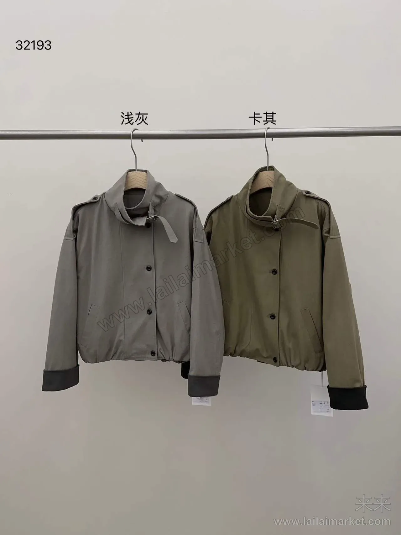 风衣式立领夹棉外套