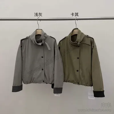 风衣式立领夹棉外套