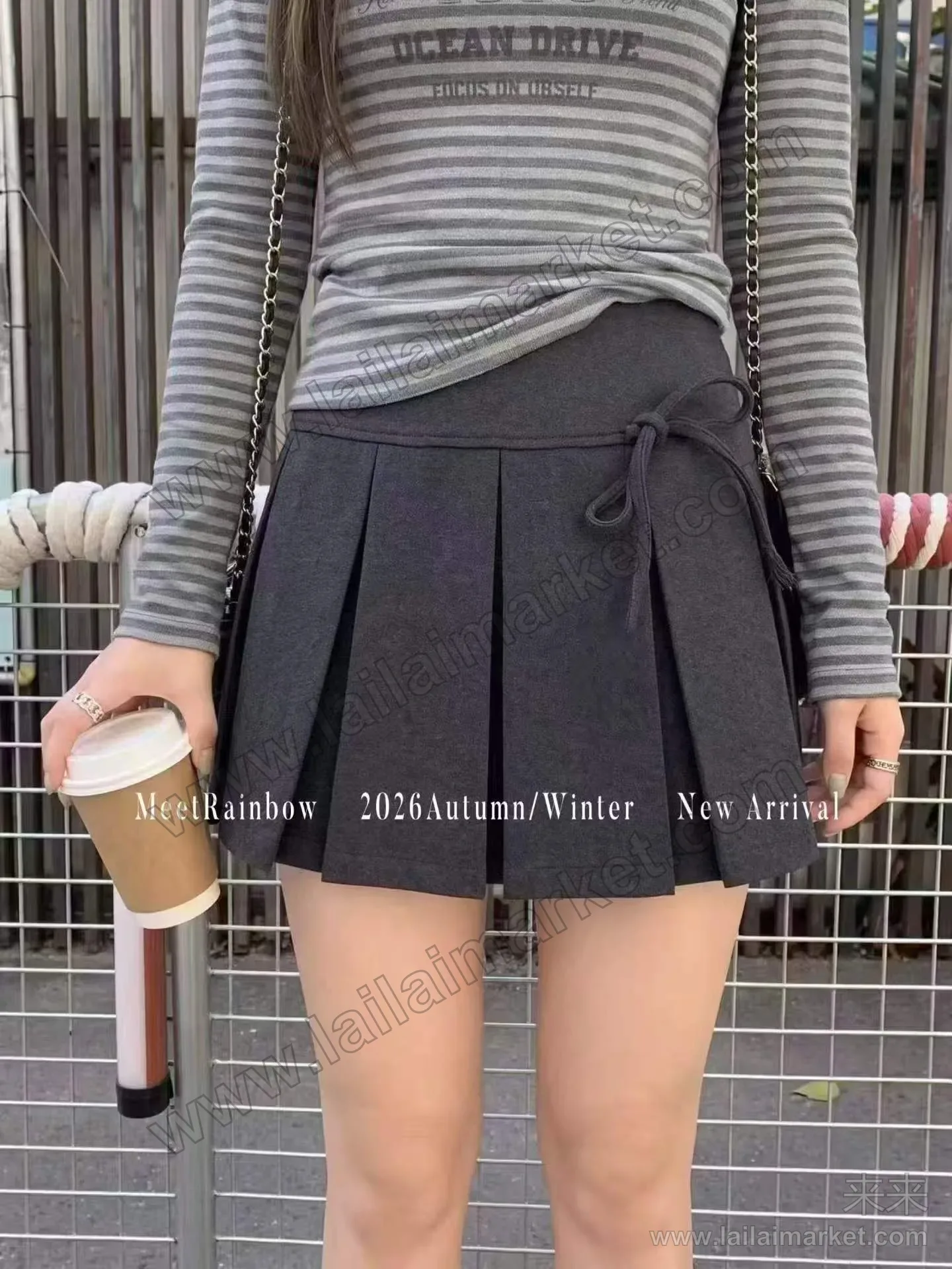 呢子厚料百褶短裙