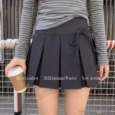 呢子厚料百褶短裙