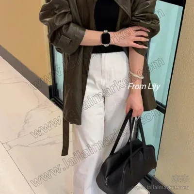 双门襟皮风衣