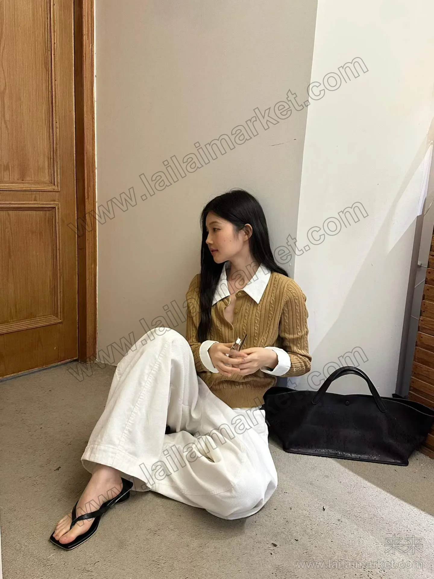 polo领羊毛拼接上衣