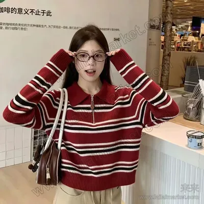 polo领针织上衣