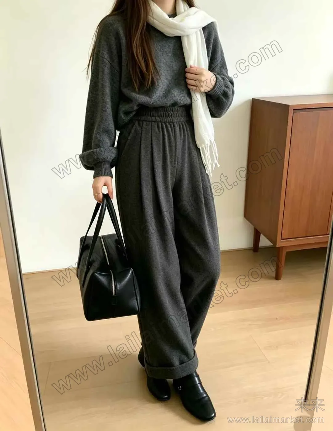 抗起球呢子料九分 直筒裤
