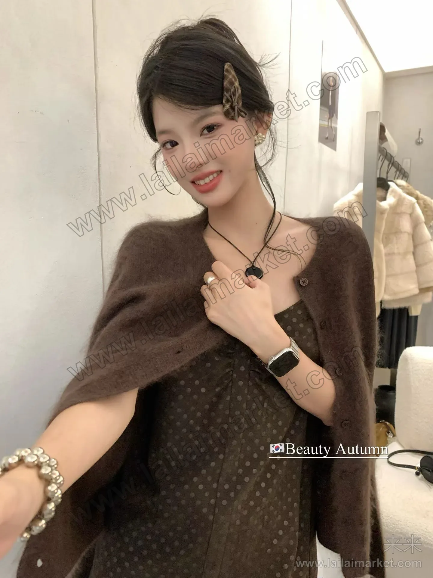 毛毛针织开衫