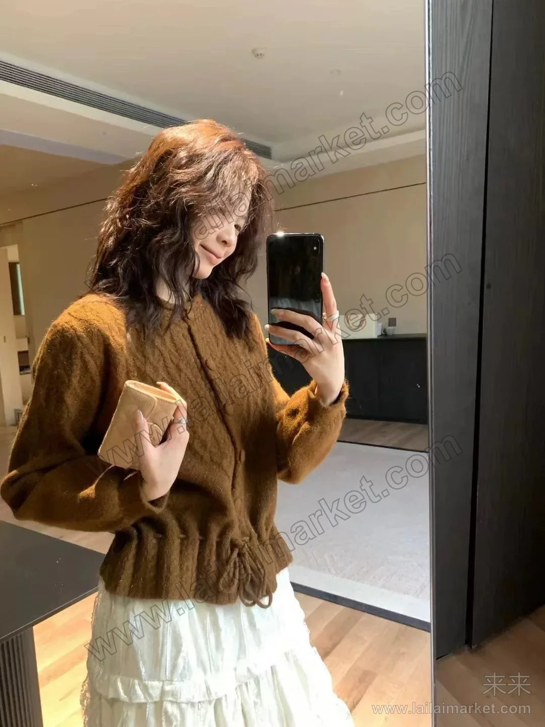 法式复古麻花抽绳收腰毛衣小众别致小个子温柔外穿针织衫