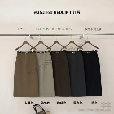 复古感直筒中长半裙
