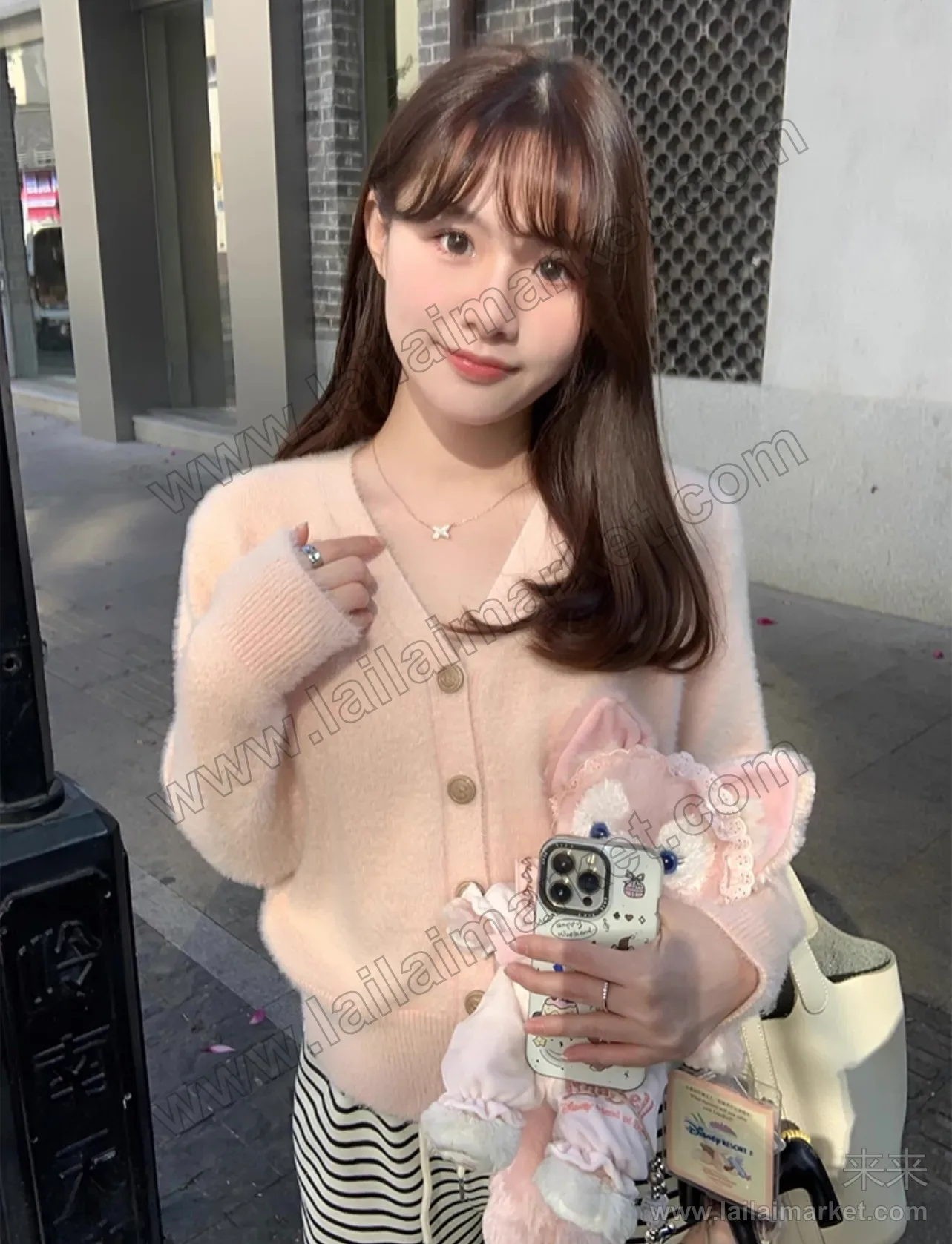 v领针织开衫女毛绒绒高级感气质毛衣乖巧长袖上衣