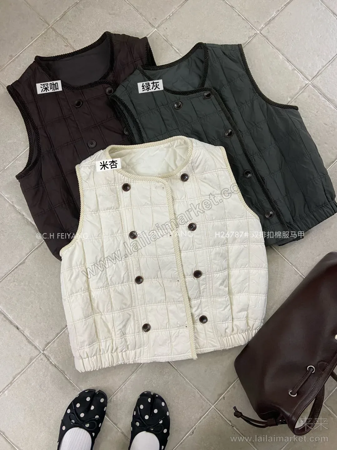 双排扣棉服马甲