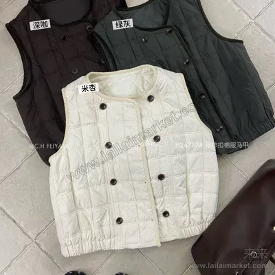 双排扣棉服马甲