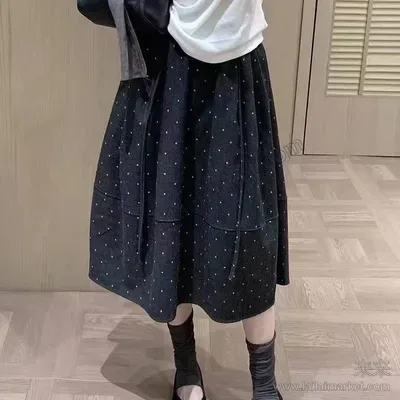 韩系波点花苞裙