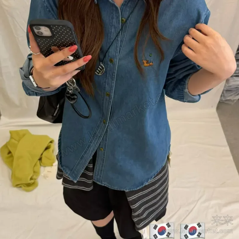 重工洗水抓毛牛仔衬衫