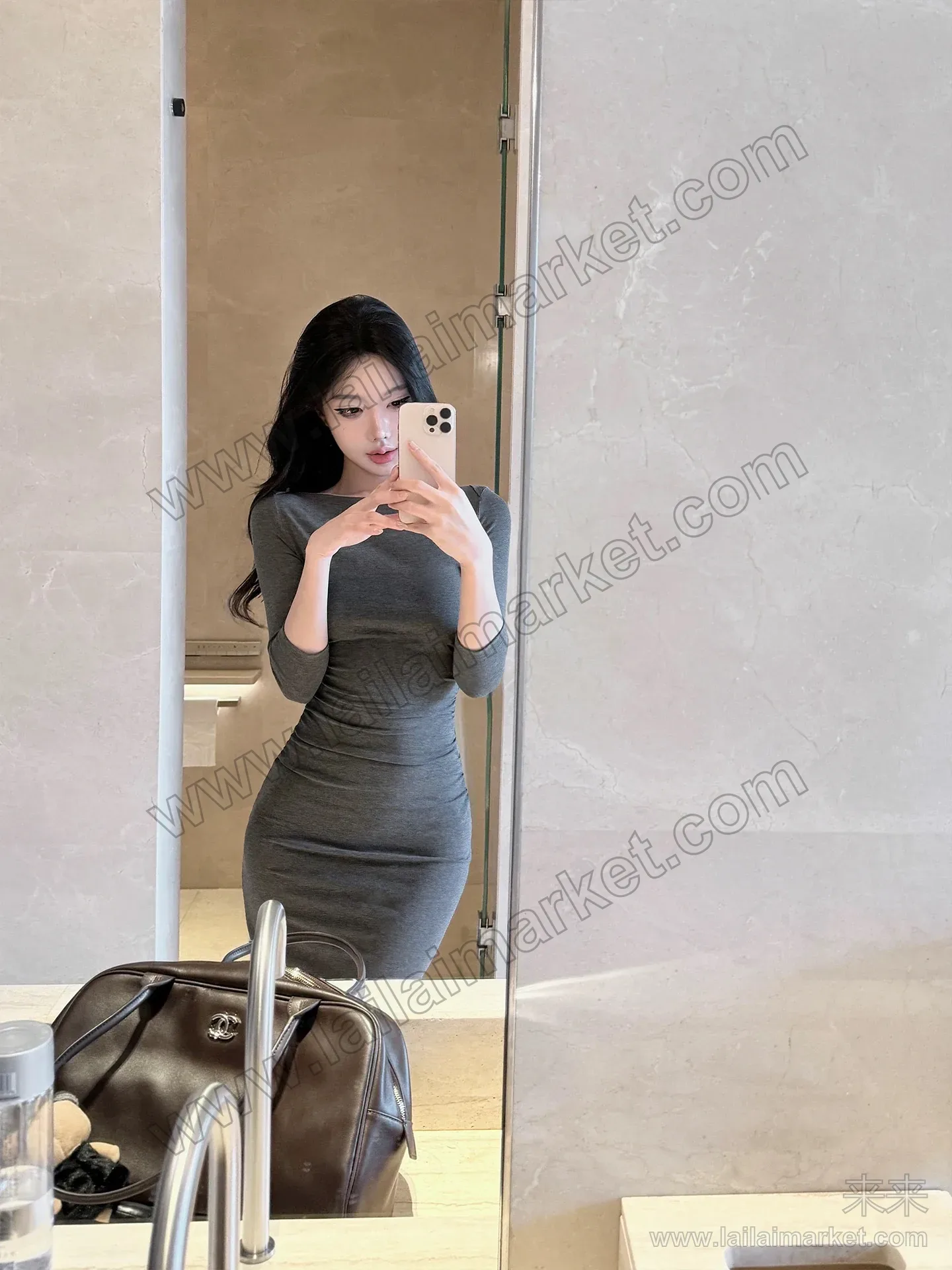 修身七分袖连衣裙女收腰显瘦包臀裙显身材短裙子